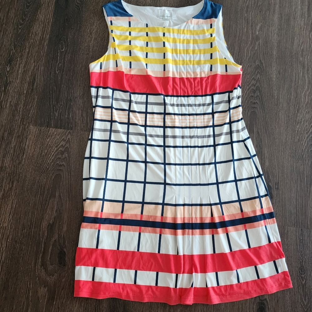 Donna Morgan Pleated Multi Color Mini Size 14 Dress